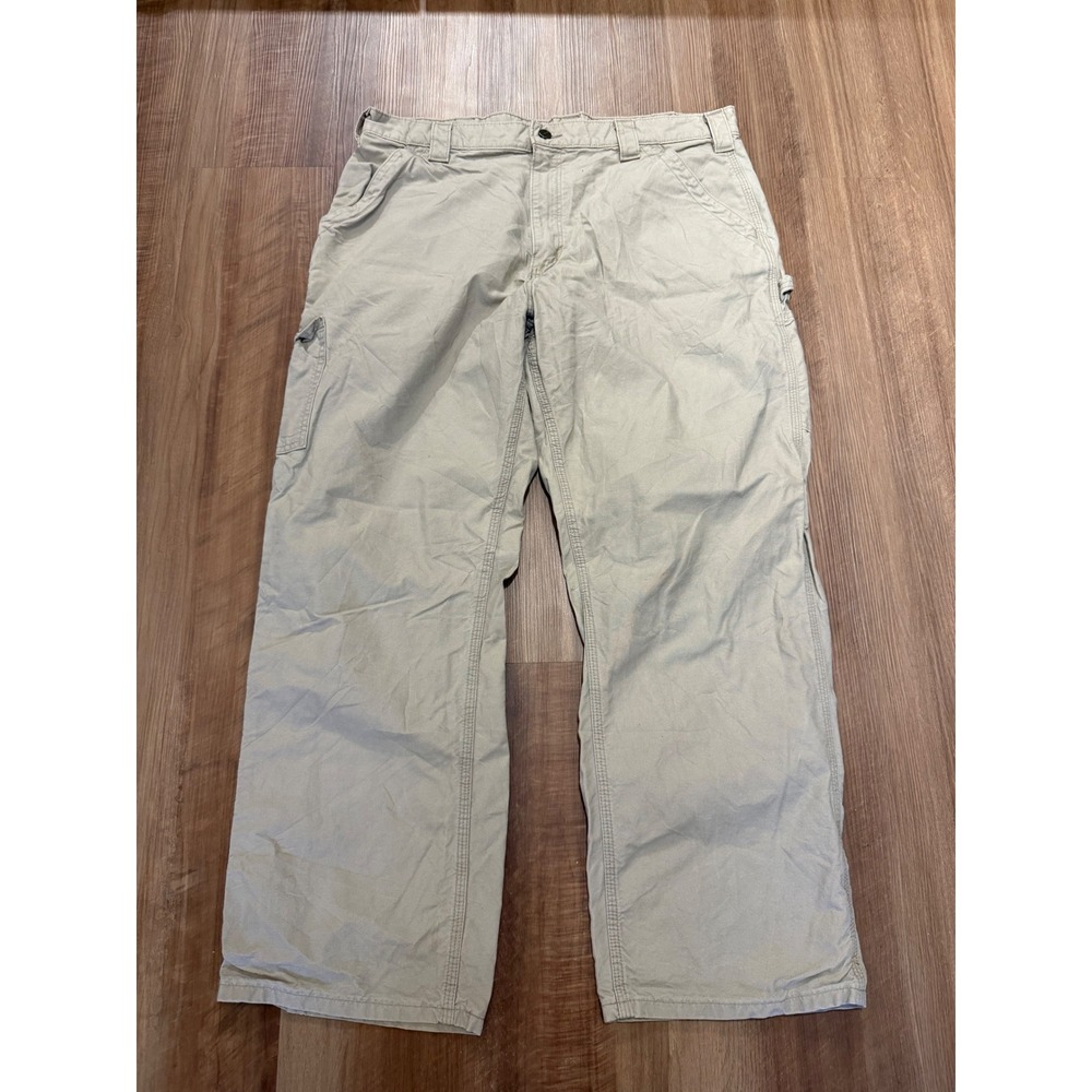 Carhartt Dungaree Fit Pants Mens 38x30 Tan B151 Canvas Work Utility Trousers